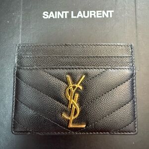 Authentic YSL Cardholder in Black with Gold Hardware